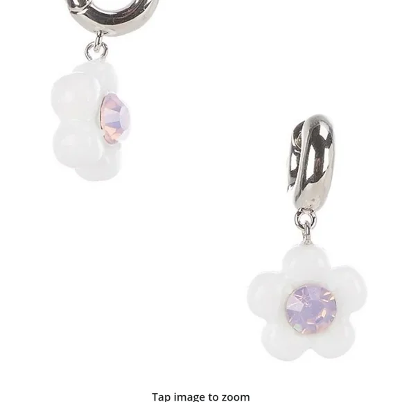 Besty Johnson White and Pink Flower Earrings Womens New - Picture 1 of 4